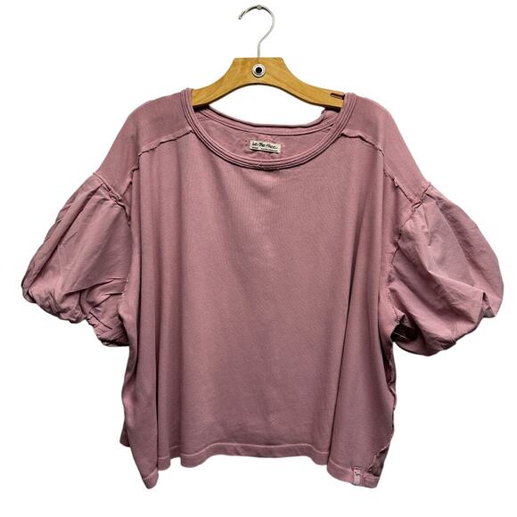 Free People We the Free Blossom Tee in Mauve ( M ) Oversized Boho Lagenlook - Picture 1 of 12